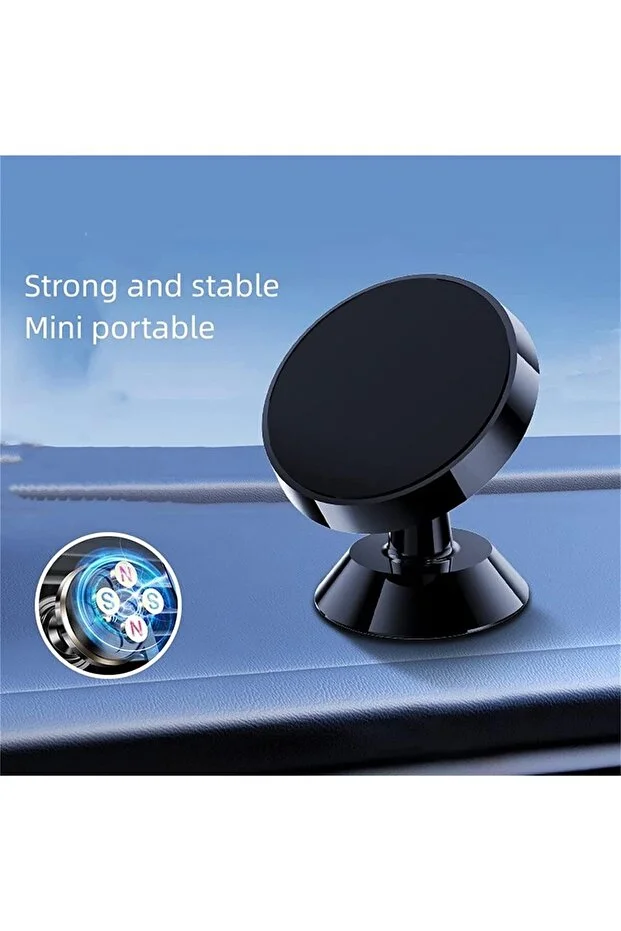 Siyah Minimalist 360° Dönebilen Mıknatıslı Araç Içi Tutucu Telefon Tutacağı